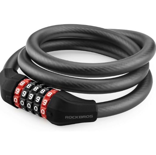 Ключалка за велосипед ROCKBROS 120см/180см кабелна брава 5 части секретна брава стомана