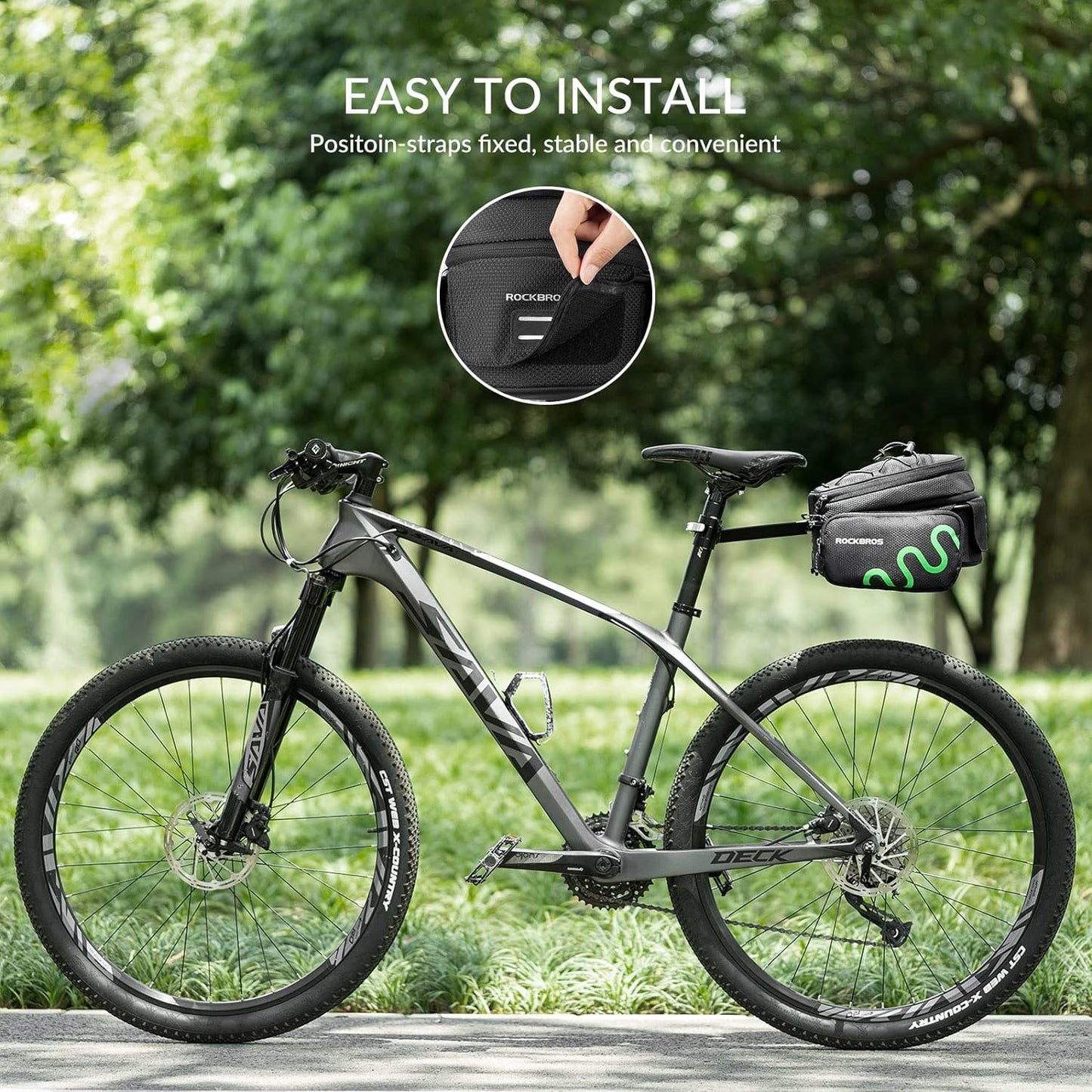 Чанта за багаж ROCKBROS велосипедна чанта за дисаги с бързо освобождаване, разширяваща се 6/8L