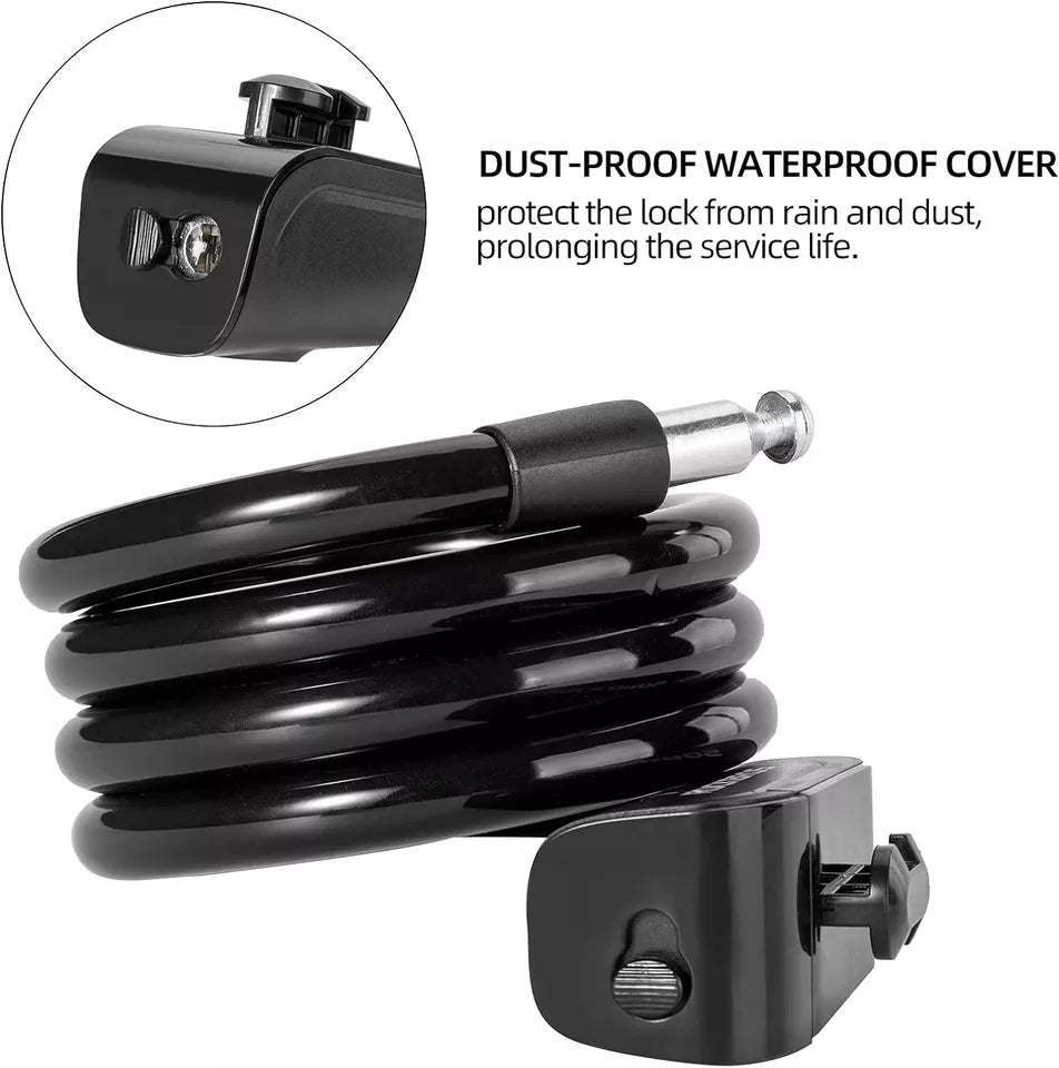 Кабелна ключалка ROCKBROS Кабелна ключалка за велосипед с монтажна скоба 2 ключа