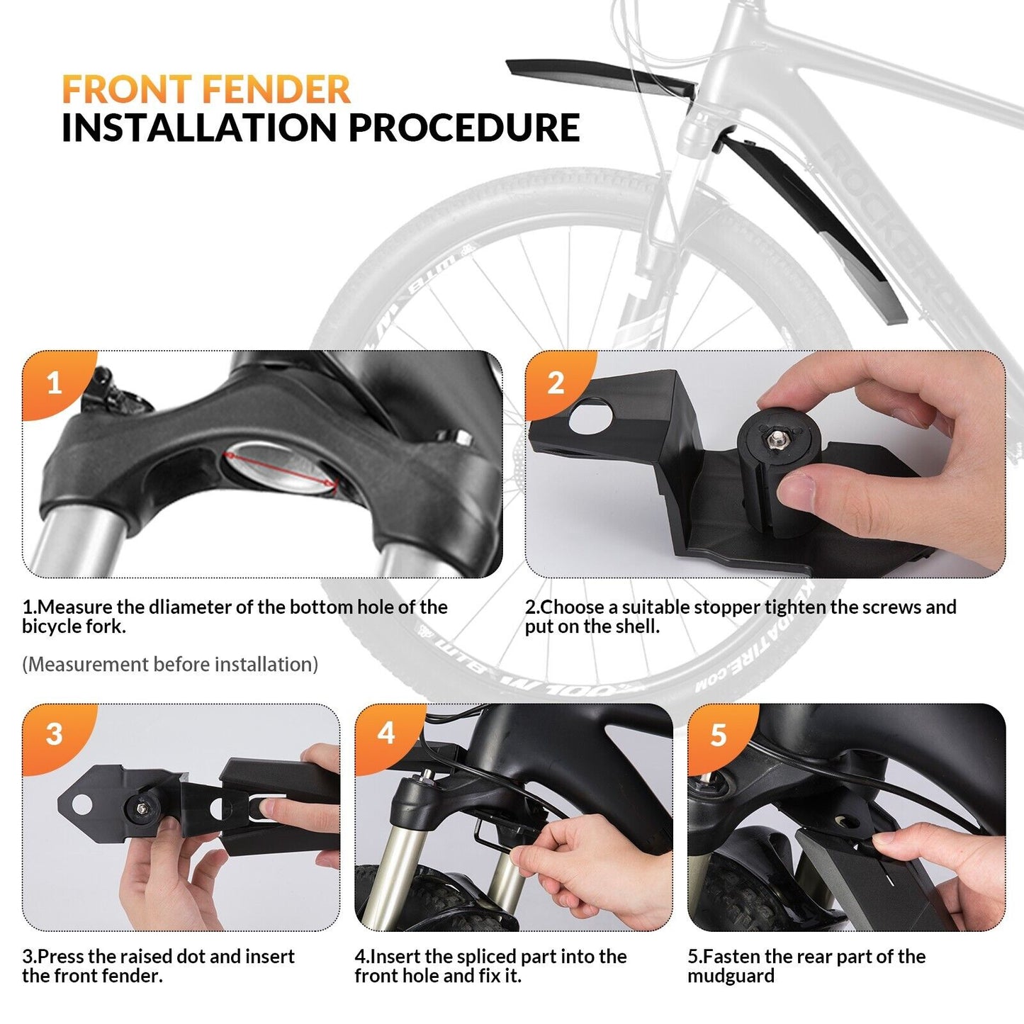 Комплект калници за велосипед ROCKBROS предпазител от пръски 26/27.5/28 инча калник за MTB велосипед