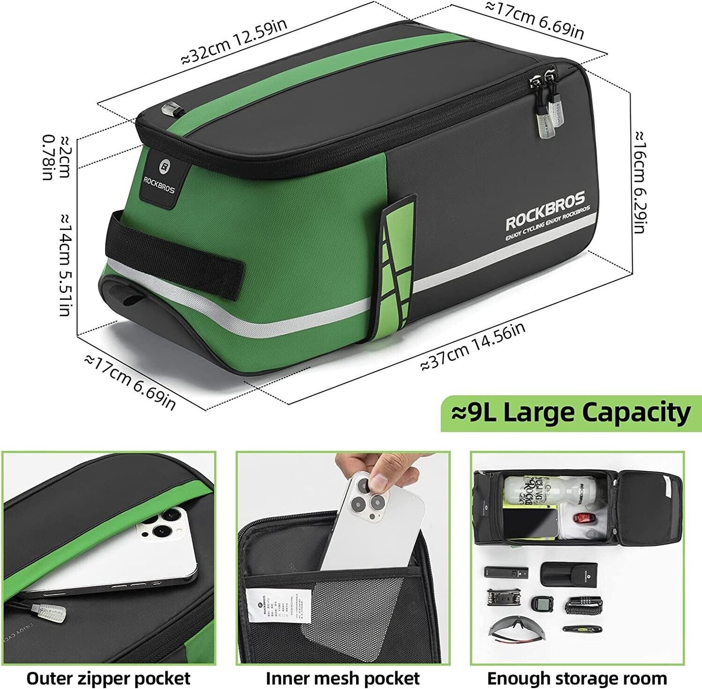 ROCKBROS Велосипедна чанта за багажник Чанта за седло Многофункционална чанта за пикник 9L