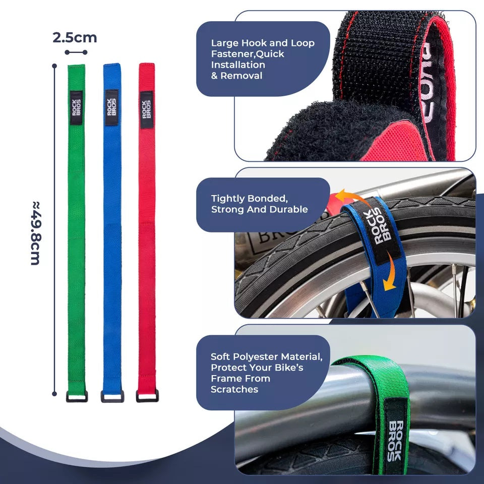 ROCKBROS Велкро кабелна връзка лента за привързване лента за привързване 49,8 см велосипедни ленти за закрепване