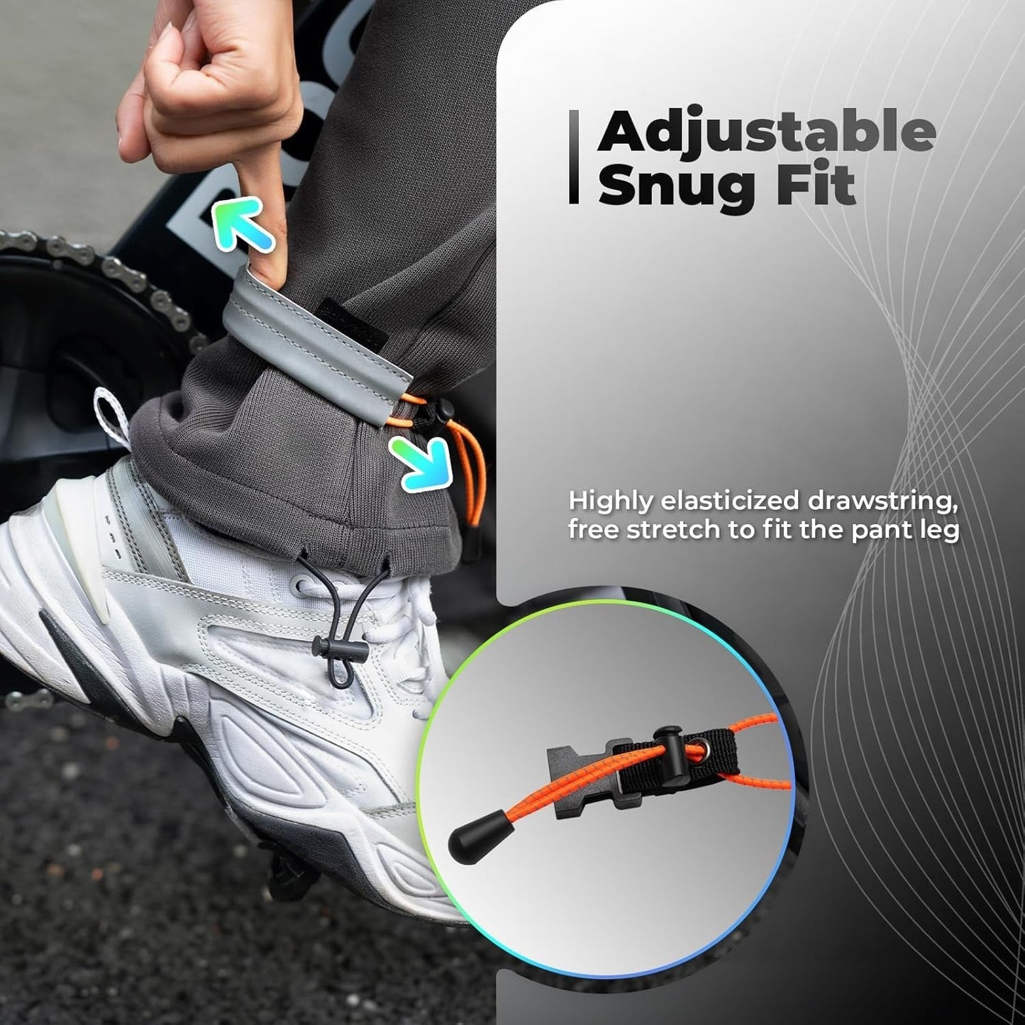 ROCKBROS Светлоотразителна лента Еластична щипка за панталон Протектор за велосипеден панталон Светлоотразителна лента за панталон за джогинг на открито Колоездене Бягане 1 чифт