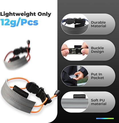 ROCKBROS Светлоотразителна лента Еластична щипка за панталон Протектор за велосипеден панталон Светлоотразителна лента за панталон за джогинг на открито Колоездене Бягане 1 чифт