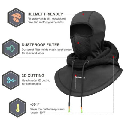 ROCKBROS Ski Mask Thermal Fleece Balaclava Winter Hat Balaclava Under Helmet