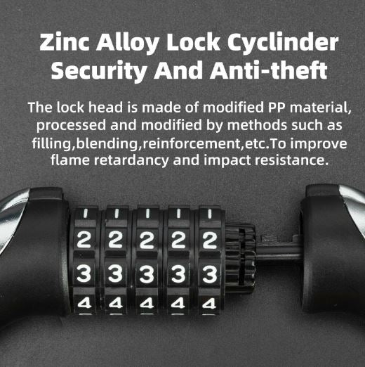 Ключалка за велосипед ROCKBROS 120см/180см кабелна брава 5 части секретна брава стомана