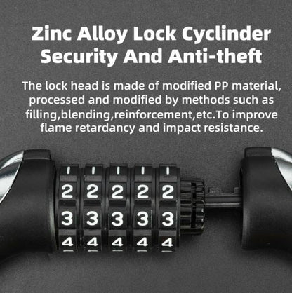 Ключалка за велосипед ROCKBROS 120см/180см кабелна брава 5 части секретна брава стомана