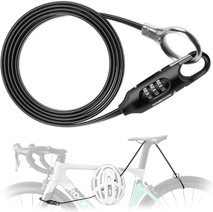 ROCKBROS велосипедна ключалка кабелна ключалка 150 см с цифров код против кражба за велосипед скутер бебешка количка червен / черен