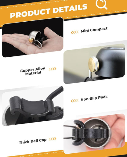 ROCKBROS велосипед звънец кормило класически, планински велосипед ретро велосипед звънец силен звънец велосипед мед велосипед звънец за 22-34 mm