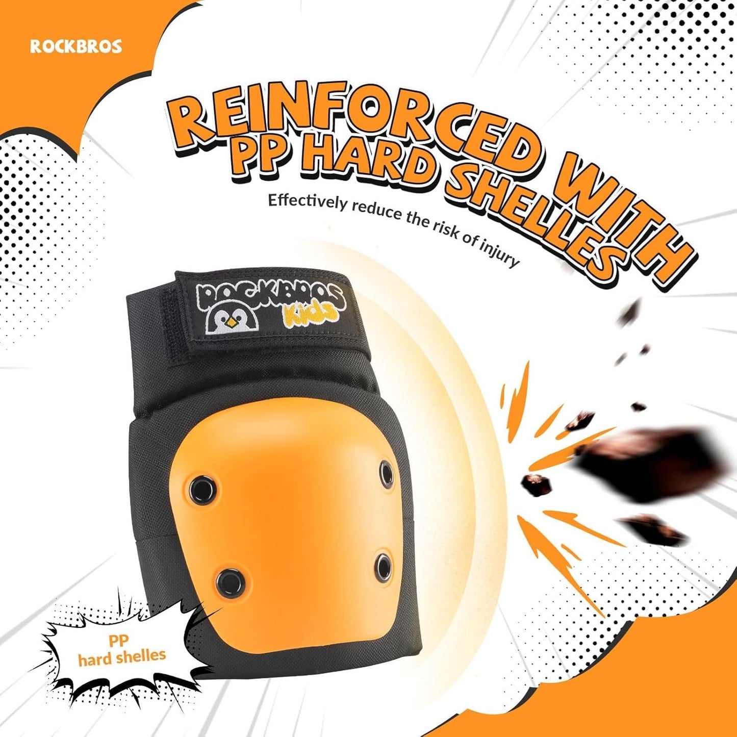 ROCKBROS наколенки детски 6 в 1 комплект протектори за скейт вградени наколенки подложки за китки и лакътници велосипед скейтборд спорт за момичета и момчета