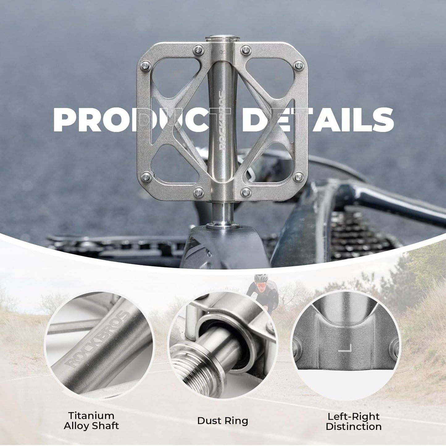 Педали за велосипеди ROCKBROS планински велосипед от титаниева сплав 3 лагера MTB педали платформа за MTB 250g леки