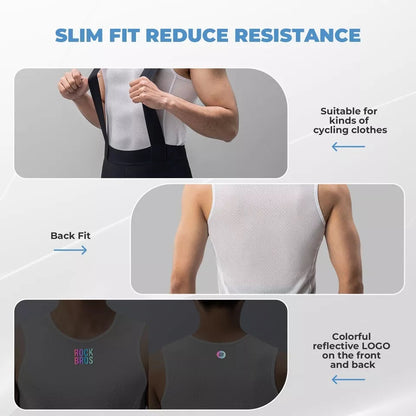 Долна тениска ROCKBROS Мъжка жилетка за колоездене Дишащ потник Основен слой бял