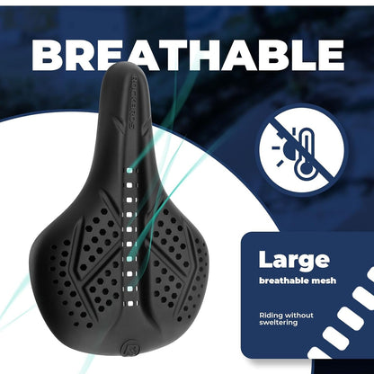 ROCKBROS Калъф за седло за велосипед Гел Калъф за седалка за велосипед Дишащ подплатен калъф за седло за мъже и жени Черно/Сиво (25,5 x 18 cm)