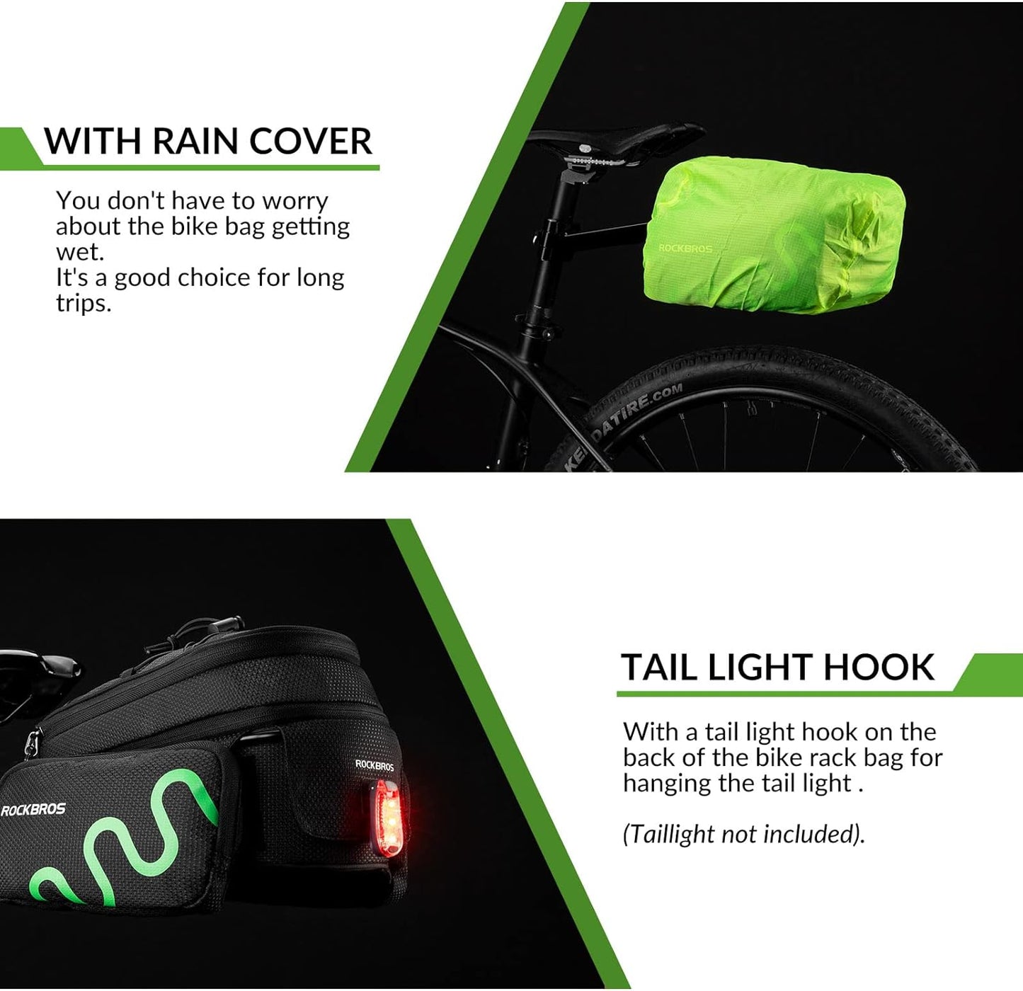 Чанта за багаж ROCKBROS велосипедна чанта за дисаги с бързо освобождаване, разширяваща се 6/8L