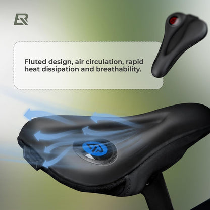 Гел покритие за седло ROCKBROS Покривало за седло за велосипед Подплатена седалка за велосипед с водоустойчив протектор за седло за мъже и жени 28 см x 17,5 см синьо/червено