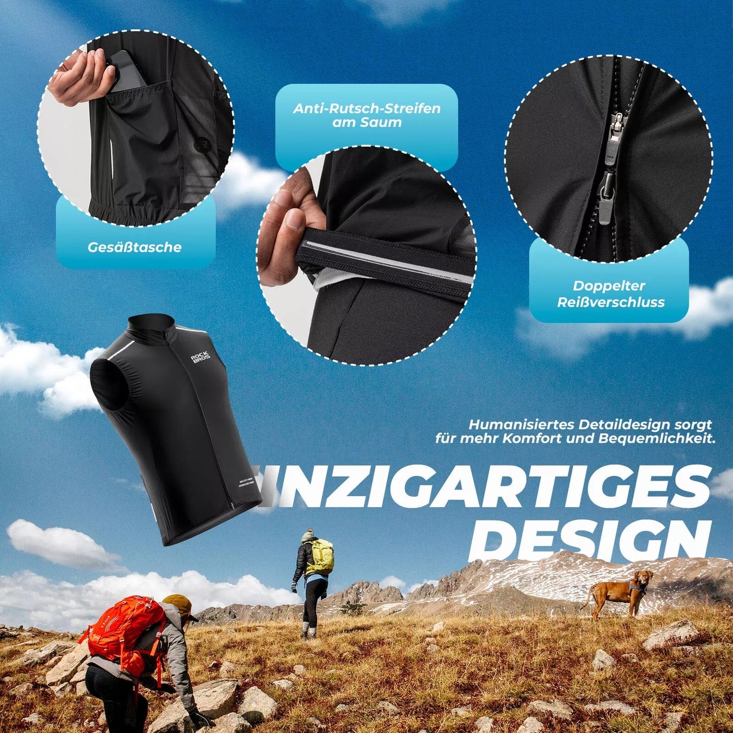 ROCKBROS жилетка за вятър велосипедна спортна жилетка ветроустойчива предупредителна жилетка велосипедно яке без ръкави водоотблъскваща мека жилетка