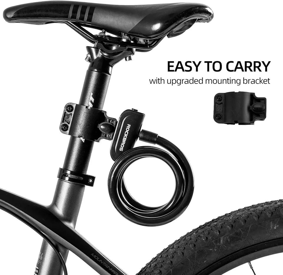 Кабелна ключалка ROCKBROS Кабелна ключалка за велосипед с монтажна скоба 2 ключа