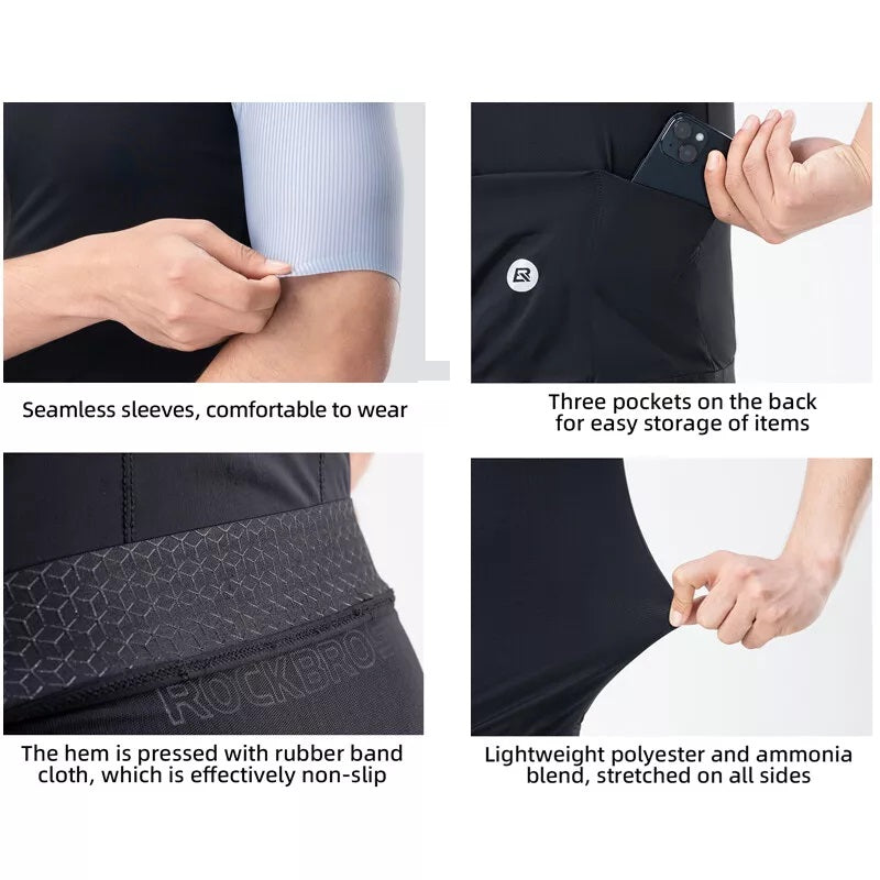 ROCKBROS лека мъжка екипировка за колоездене с къси ръкави MTB/шосейни велосипеди размер ЕС