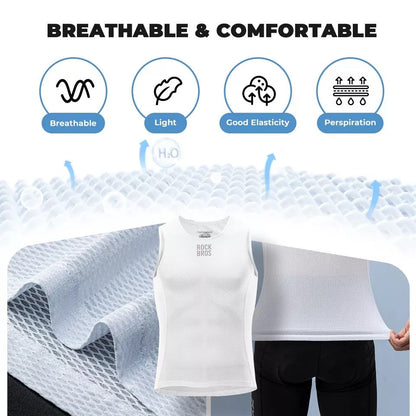 Долна тениска ROCKBROS Мъжка жилетка за колоездене Дишащ потник Основен слой бял