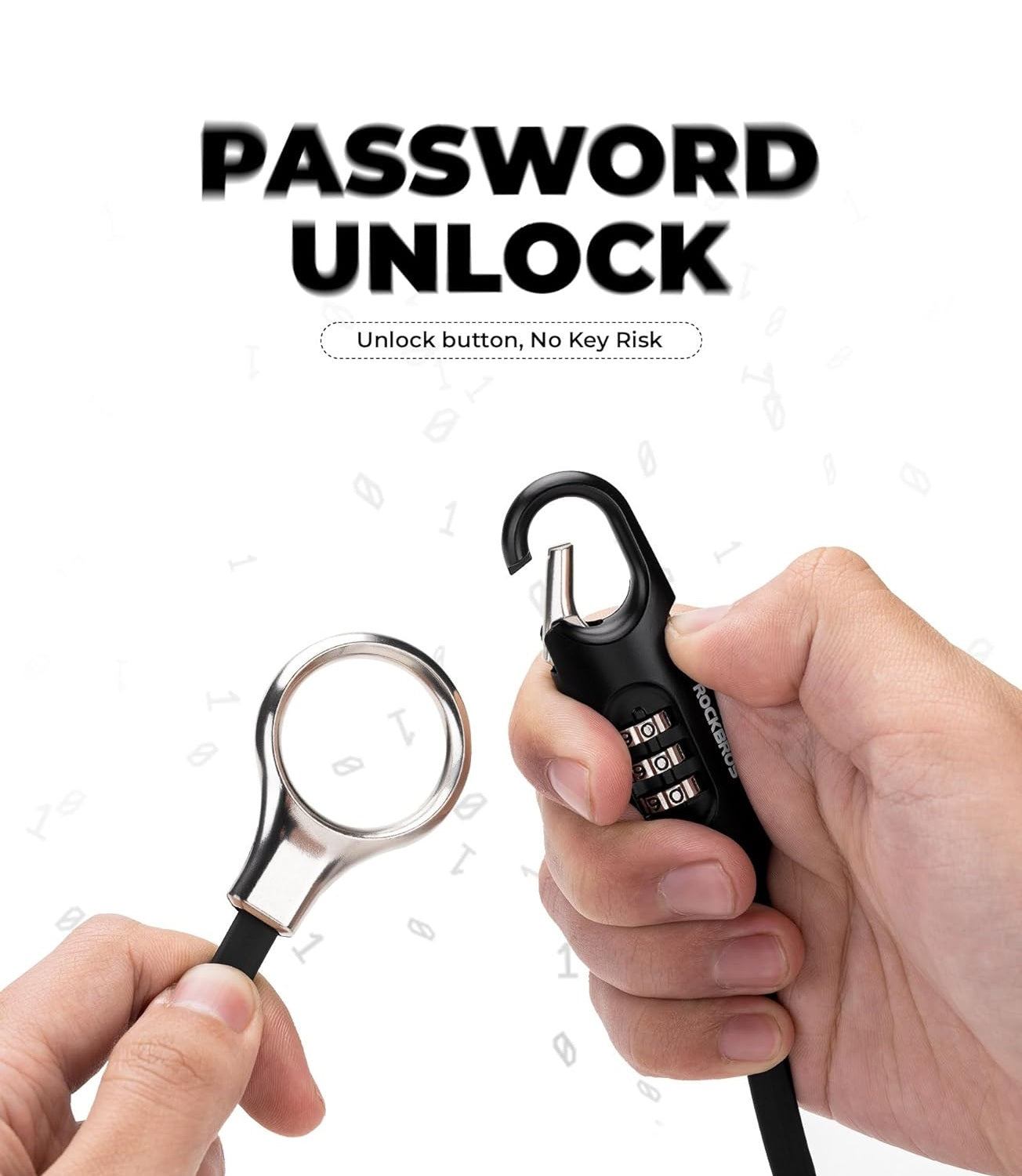 ROCKBROS велосипедна ключалка кабелна ключалка 150 см с цифров код против кражба за велосипед скутер бебешка количка червен / черен