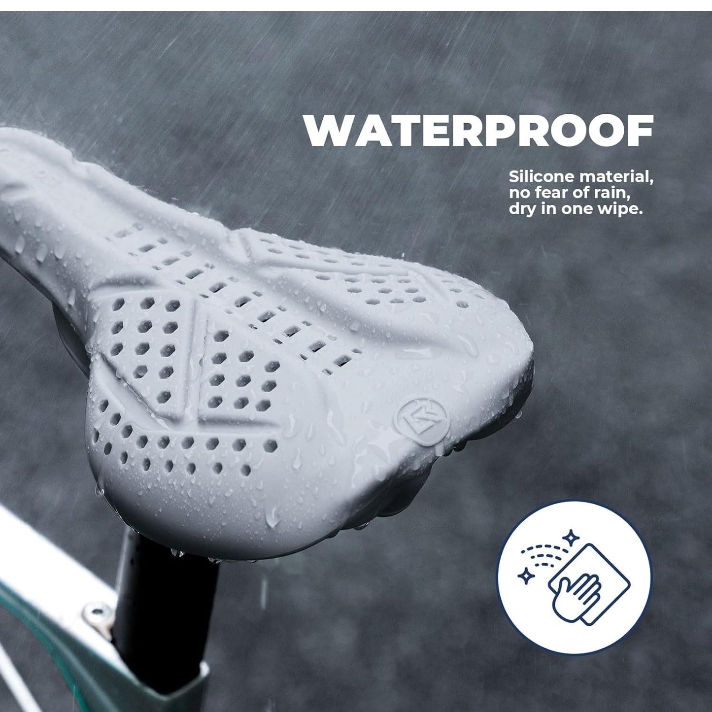 ROCKBROS Калъф за седло за велосипед Гел Калъф за седалка за велосипед Дишащ подплатен калъф за седло за мъже и жени Черно/Сиво (25,5 x 18 cm)