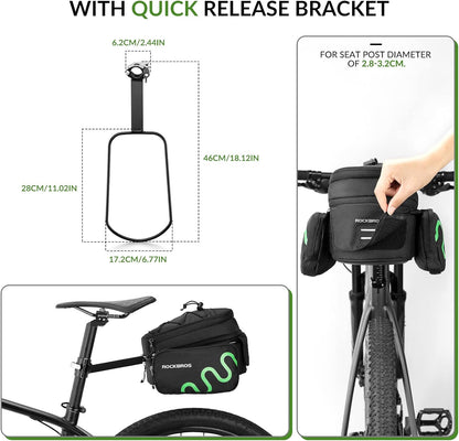Чанта за багаж ROCKBROS велосипедна чанта за дисаги с бързо освобождаване, разширяваща се 6/8L