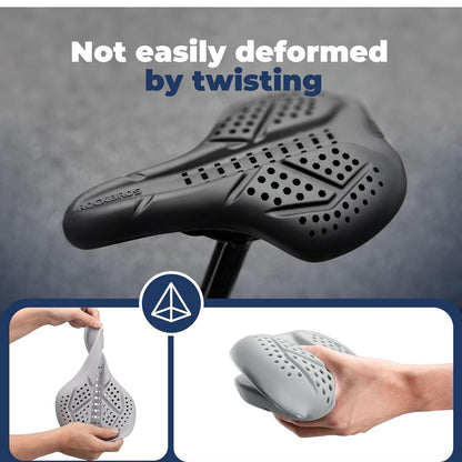 ROCKBROS Калъф за седло за велосипед Гел Калъф за седалка за велосипед Дишащ подплатен калъф за седло за мъже и жени Черно/Сиво (25,5 x 18 cm)