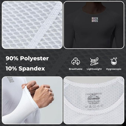 Риза с дълъг ръкав ROCKBROS, мъжка тениска за колоездене, бързосъхнеща функционална риза, облекло за колоездене, фитнес тениска за колоездене, бягане, тенис, туризъм, мъже