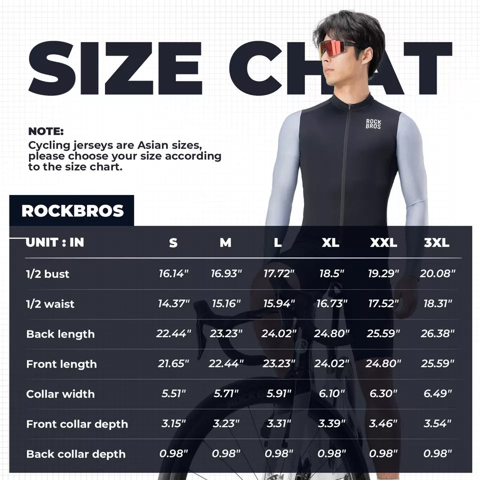 ROCKBROS Велосипедна фланелка с дълъг ръкав Мъжка велосипедна фланелка Дишаща бързосъхнеща велосипедна тениска с цип и 3 джоба за мъже шосеен велосипед MTB европейски размер