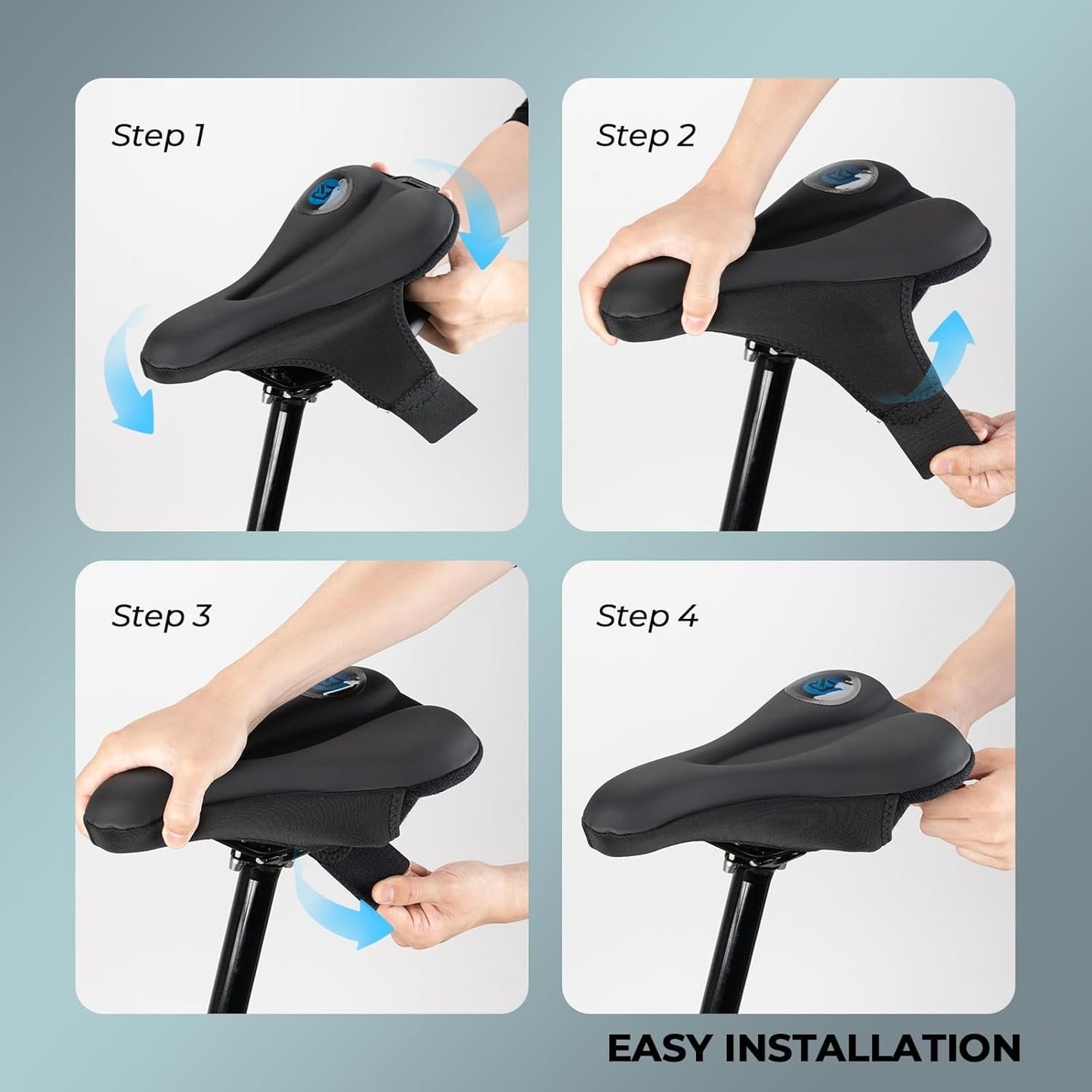 Гел покритие за седло ROCKBROS Покривало за седло за велосипед Подплатена седалка за велосипед с водоустойчив протектор за седло за мъже и жени 28 см x 17,5 см синьо/червено