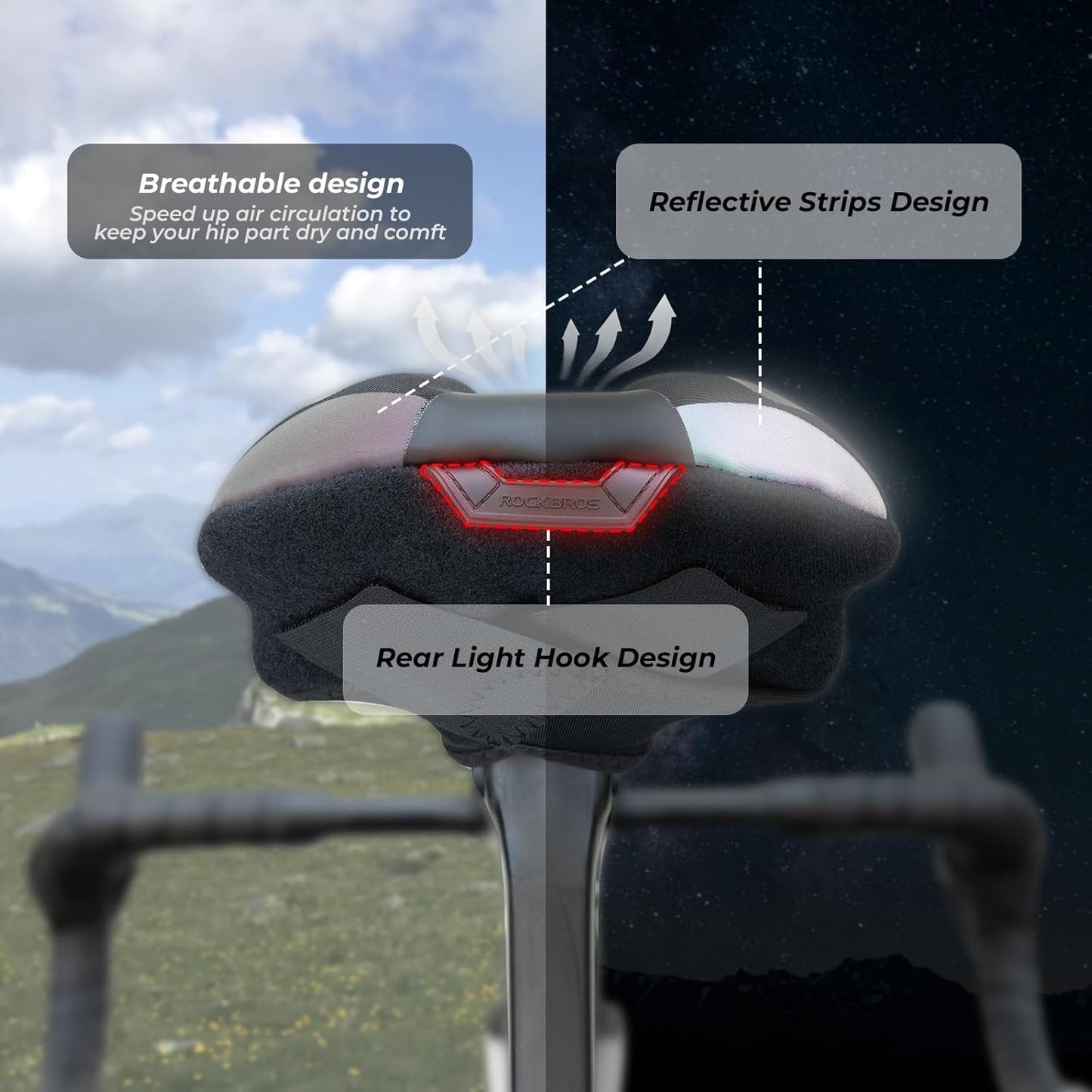 Калъф за седло на велосипед ROCKBROS Гелово покритие за седалка на велосипед с водоустойчиви калъфи за седло Защита на седлото Калъф за седло за велосипед шосеен велосипед планински велосипед Калъфи за седло за мъже и жени