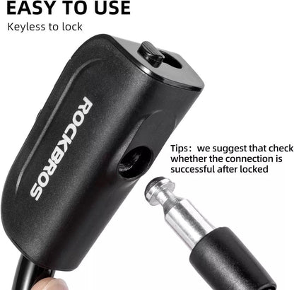 Кабелна ключалка ROCKBROS Кабелна ключалка за велосипед с монтажна скоба 2 ключа