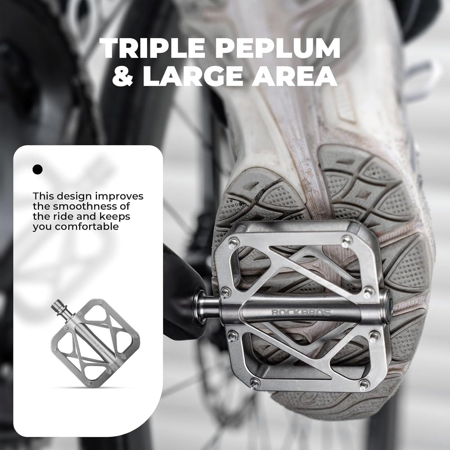 Педали за велосипеди ROCKBROS планински велосипед от титаниева сплав 3 лагера MTB педали платформа за MTB 250g леки