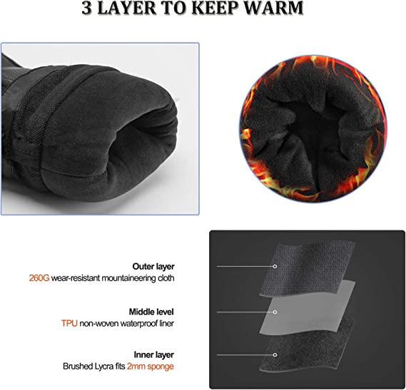 ROCKBROS Зимни ръкавици Ски ръкавици Жени Мъже Топли ветроустойчиви за ски сноуборд -20 градуса