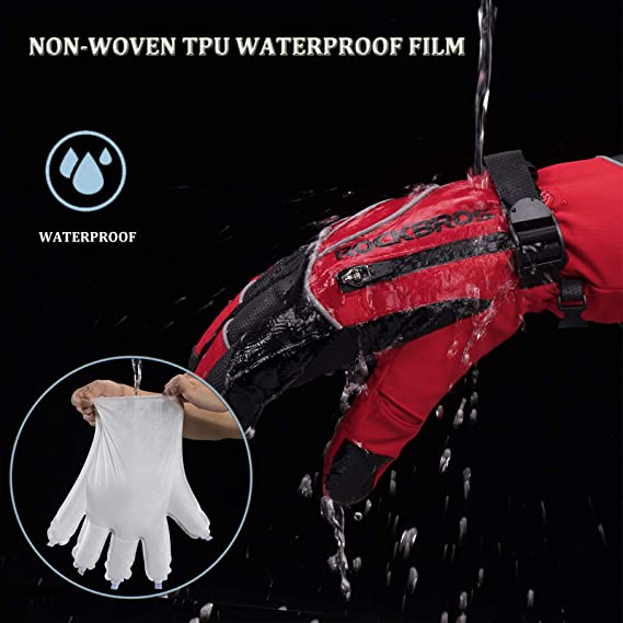 ROCKBROS Зимни ръкавици Ски ръкавици Жени Мъже Топли ветроустойчиви за ски сноуборд -20 градуса