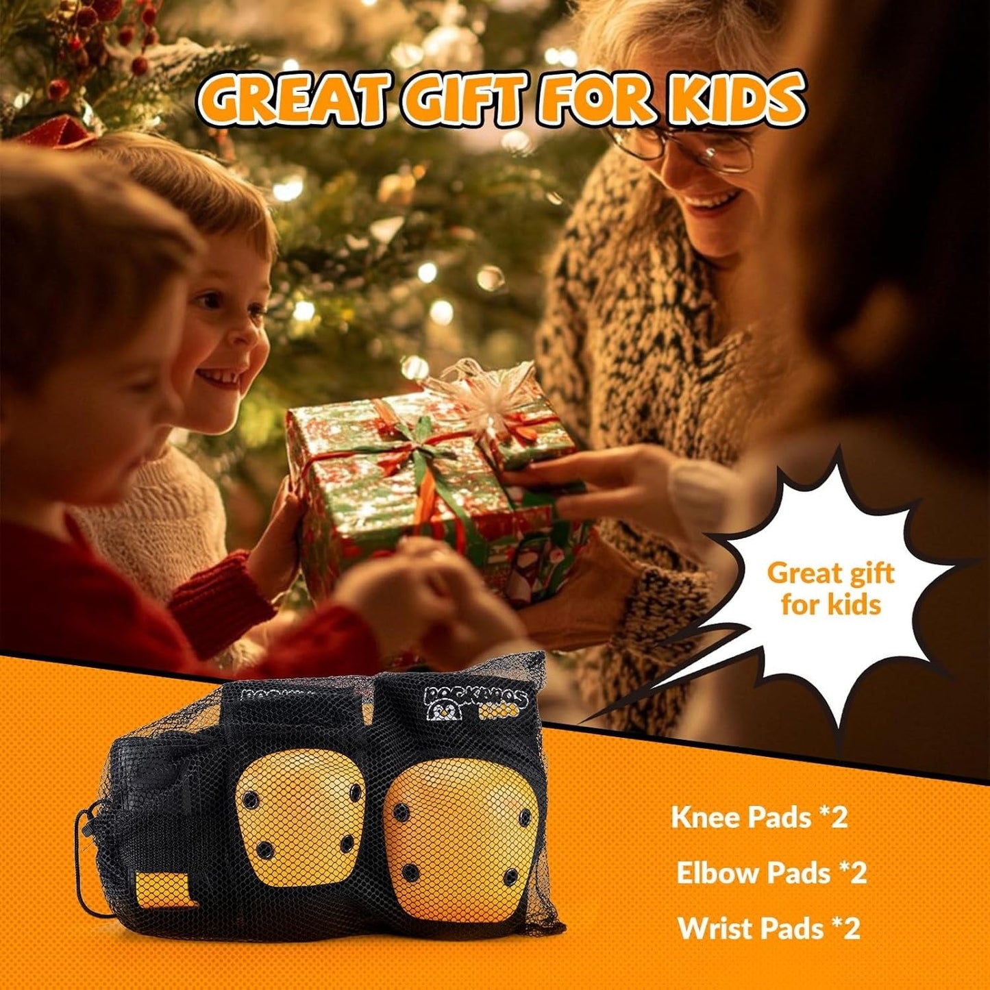 ROCKBROS наколенки детски 6 в 1 комплект протектори за скейт вградени наколенки подложки за китки и лакътници велосипед скейтборд спорт за момичета и момчета