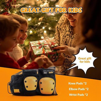 ROCKBROS наколенки детски 6 в 1 комплект протектори за скейт вградени наколенки подложки за китки и лакътници велосипед скейтборд спорт за момичета и момчета