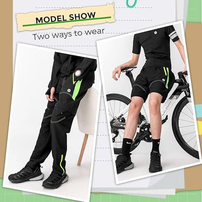 Велосипедни панталони ROCKBROS, двуслойни, подвижни спортни панталони, дълги велосипедни панталони с подплата на седалката, подплатени велосипедни панталони, мъжки, дишащ MTB шосеен велосипед