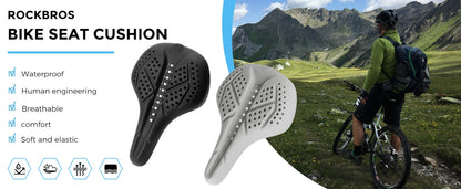 ROCKBROS Калъф за седло за велосипед Гел Калъф за седалка за велосипед Дишащ подплатен калъф за седло за мъже и жени Черно/Сиво (25,5 x 18 cm)
