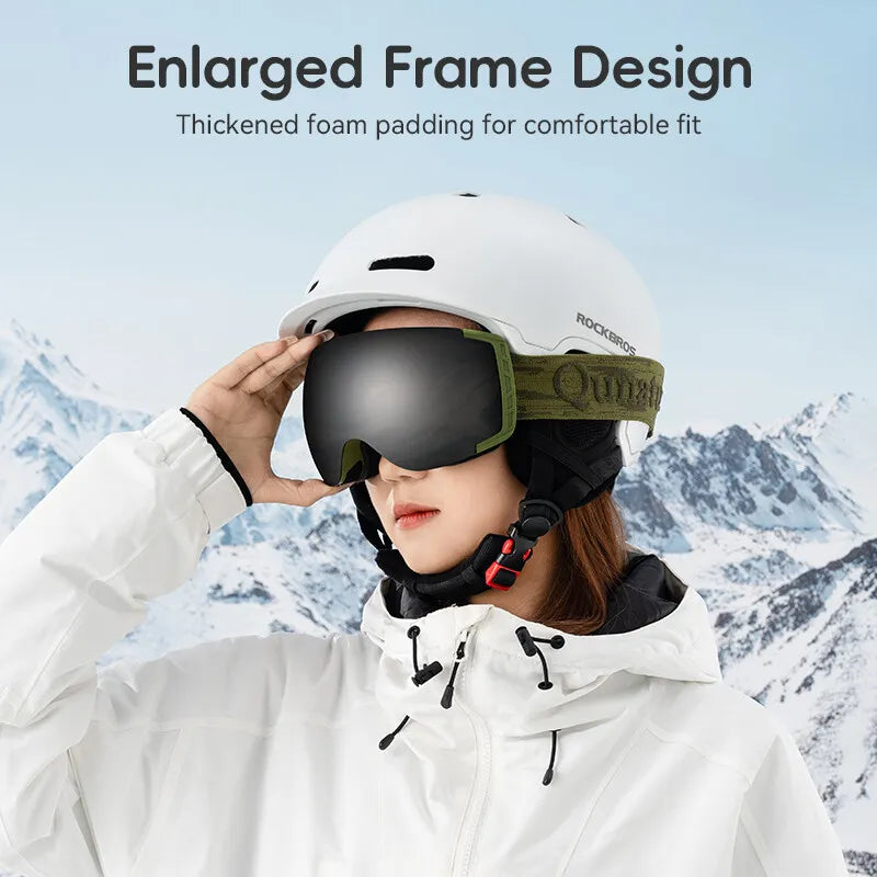 Qunature ски очила, очила за сноуборд, против замъгляване UV400 жени/мъже за носещи очила