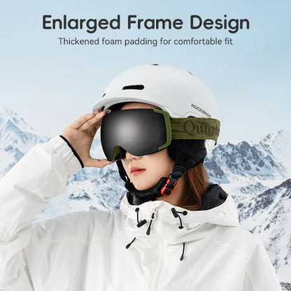 Qunature ски очила, очила за сноуборд, против замъгляване UV400 жени/мъже за носещи очила