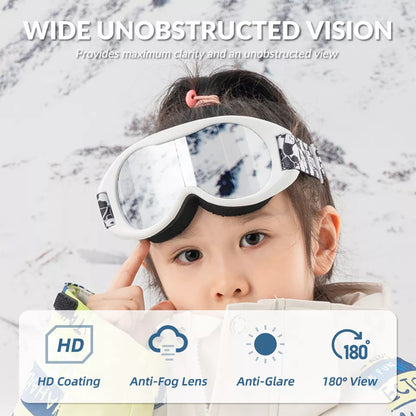 Qunature ски очила, очила за сноуборд за деца и възрастни, които носят очила, против замъгляване