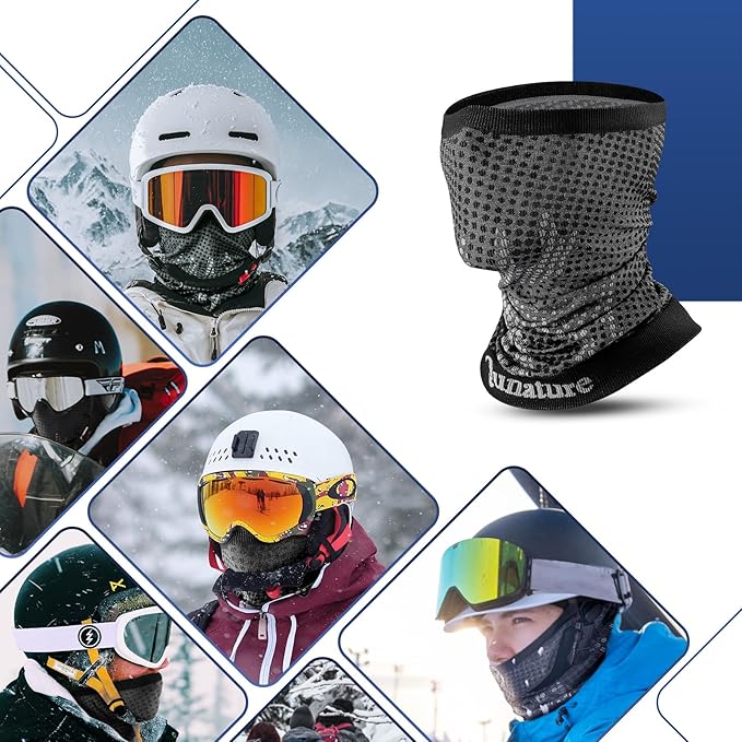 Qunature Мултифункционален шал Тръбен шал Зимен шал за врата Ветроустойчив Еластичен дишащ Топло за врат Жени и мъже за Спорт на открито Ски Бягане Колоездене Туризъм