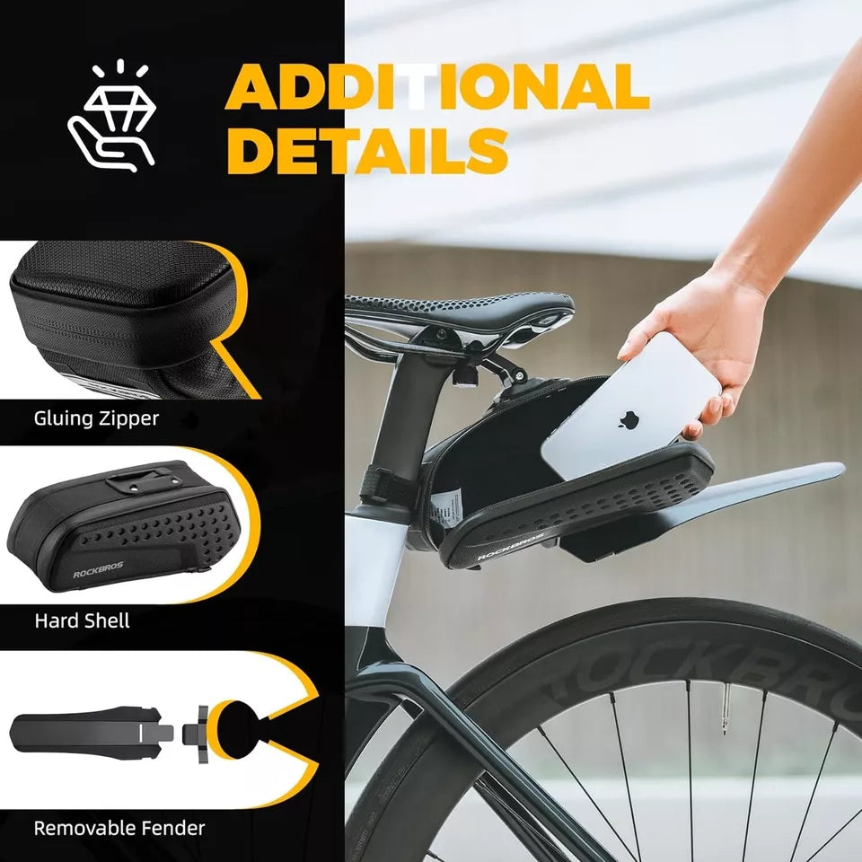 Чанта за седло ROCKBROS Велосипедна чанта с твърда черупка с калник и бързо освобождаване