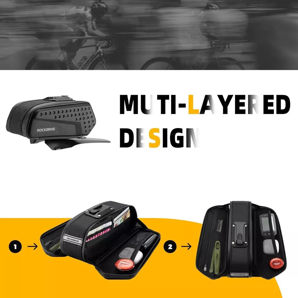 Чанта за седло ROCKBROS Велосипедна чанта с твърда черупка с калник и бързо освобождаване