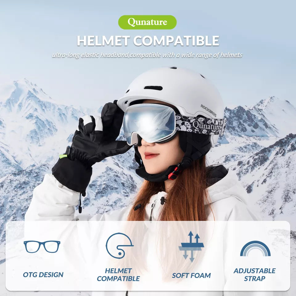 Qunature ски очила, очила за сноуборд за деца и възрастни, които носят очила, против замъгляване
