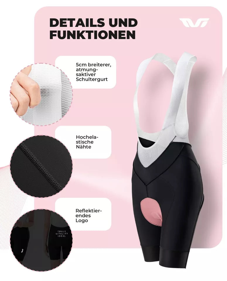 ROCKBROS Дамски шорти за колоездене с презрамки, Подплатени шорти за велосипед, MTB