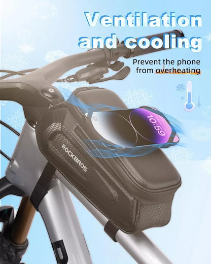 ROCKBROS велосипедна чанта 1.5L твърда чанта с рамка с държач за мобилен телефон до 6.5 инча