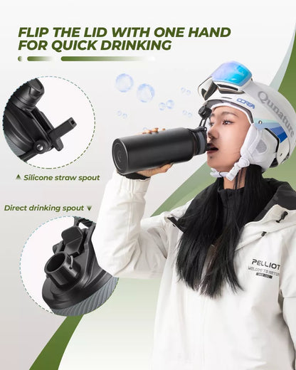 Бутилка за вода ROCKBROS от неръждаема стомана, изолирана, устойчива на течове бутилка за пиене