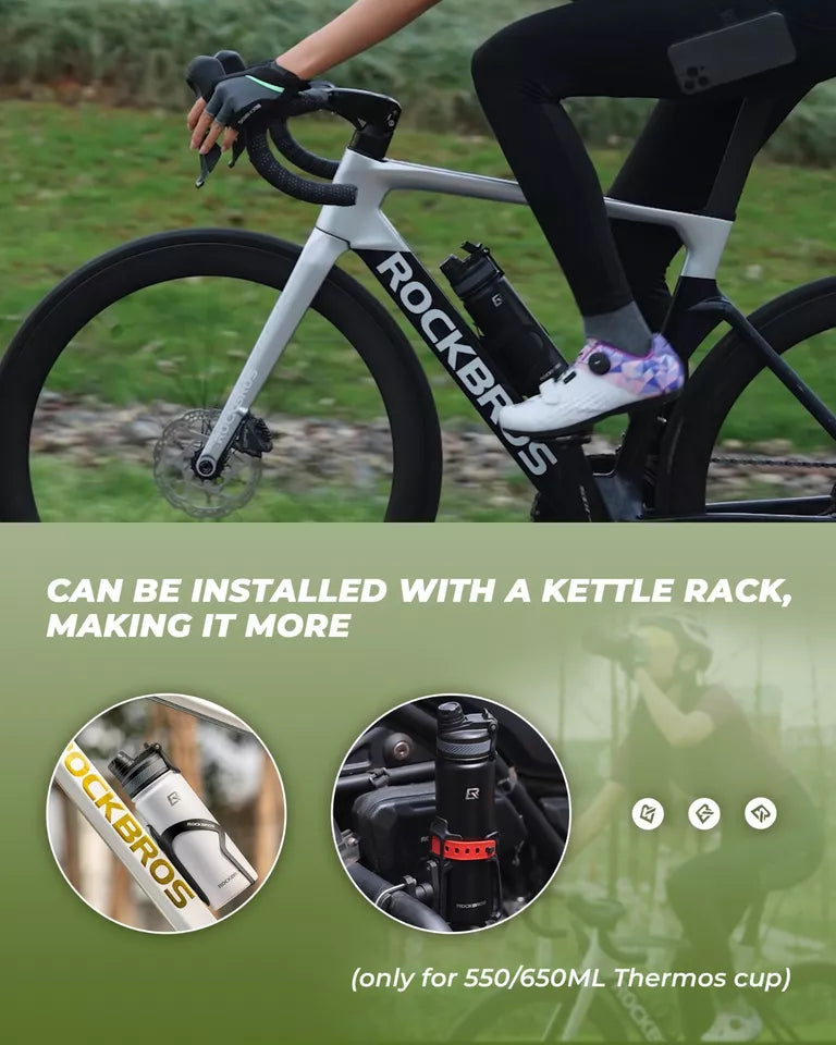 Бутилка за вода ROCKBROS от неръждаема стомана, изолирана, устойчива на течове бутилка за пиене